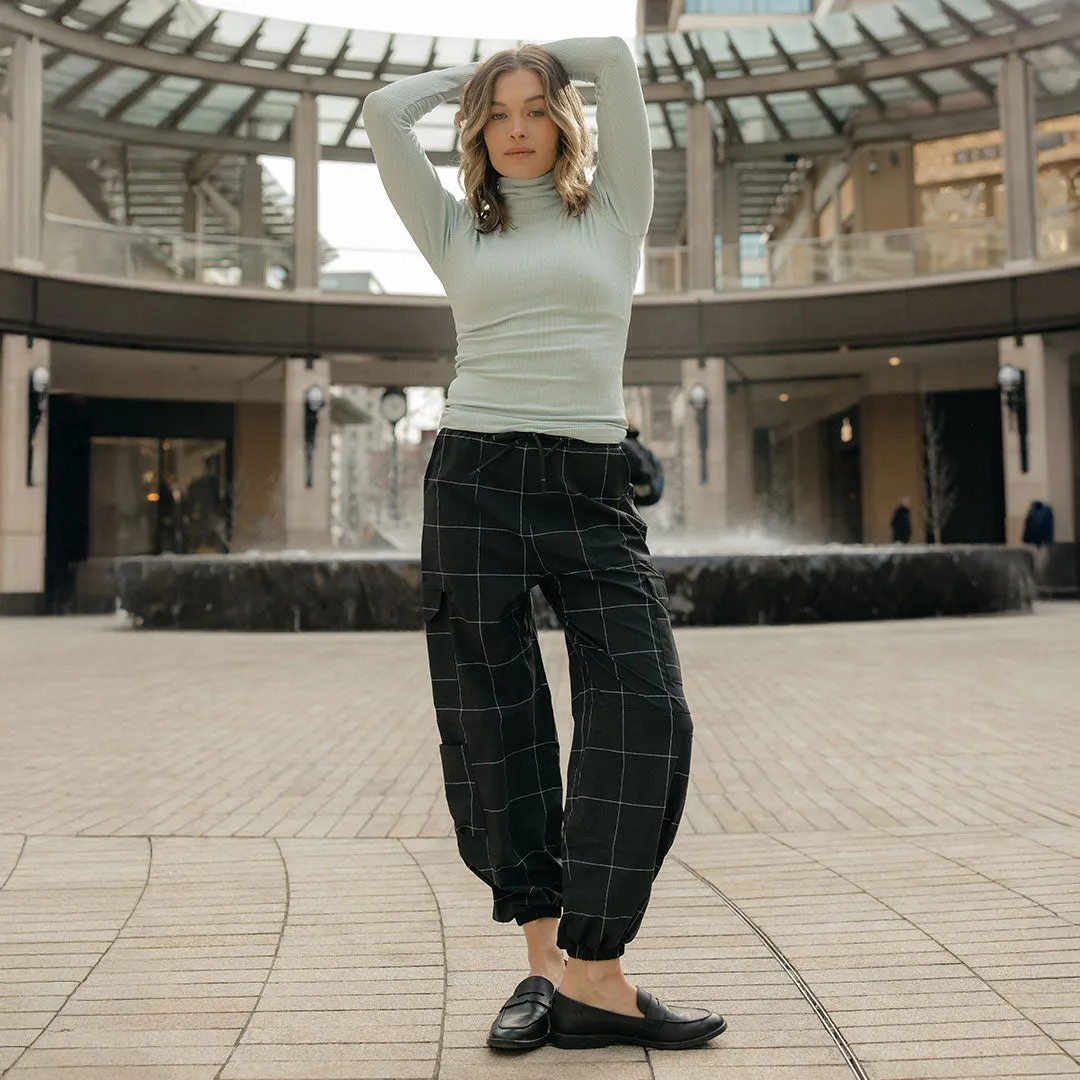 Jetsetter Cargo Joggers, Black Windowpane hoodie set