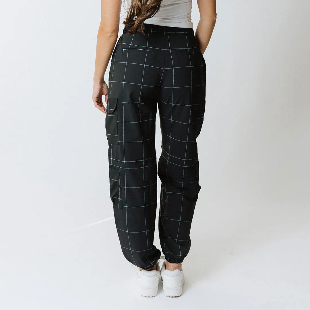 Jetsetter Cargo Joggers, Black Windowpane hoodie set