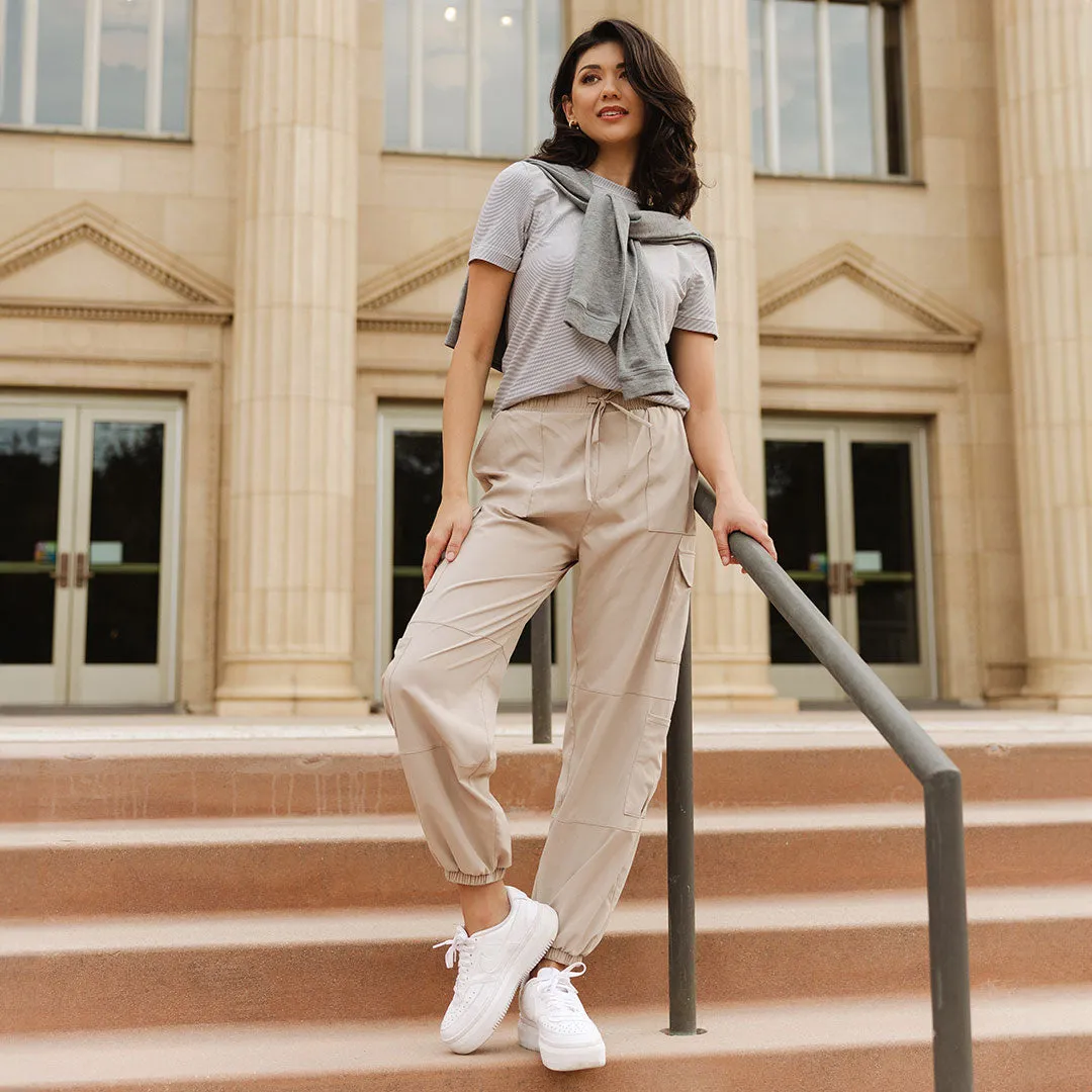 Jetsetter Cargo Joggers, Cobblestone tall fit