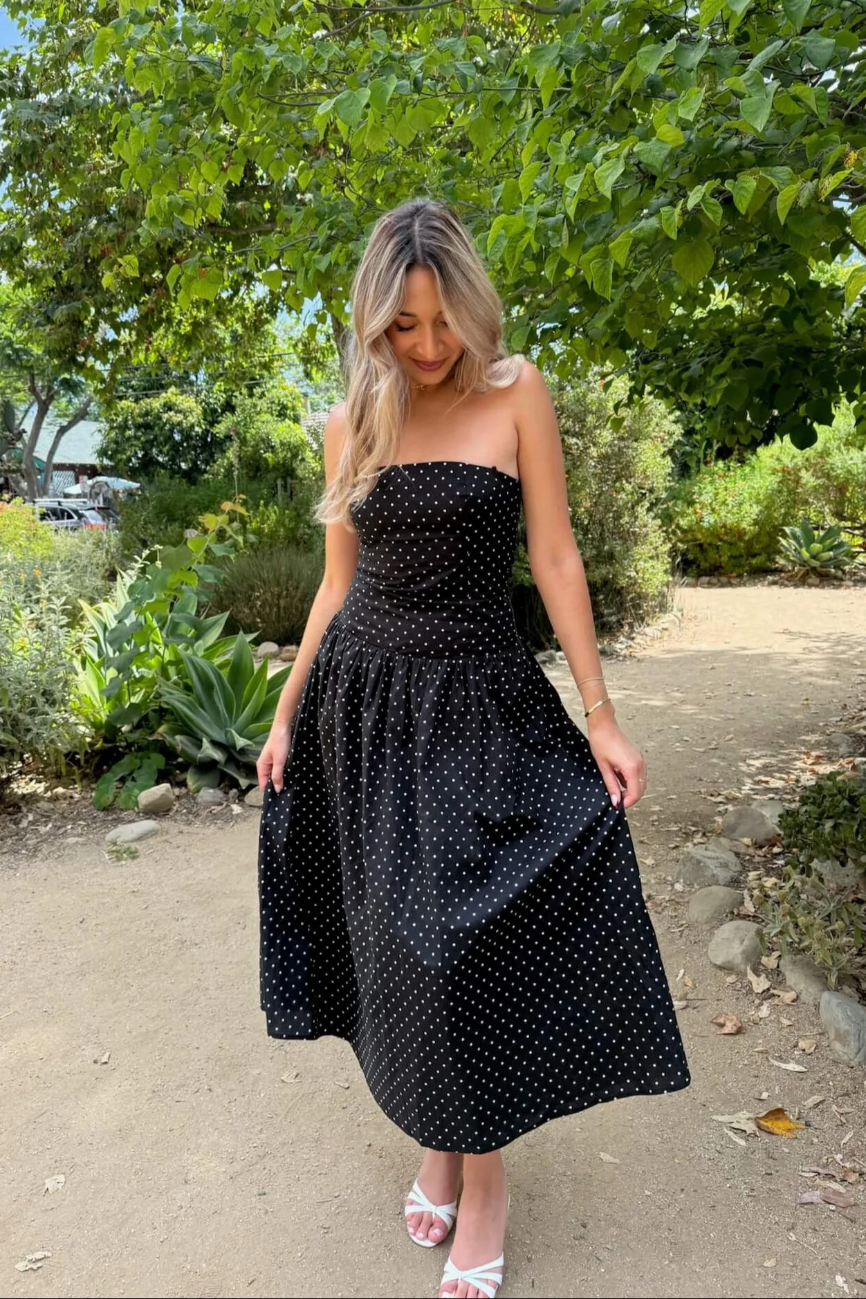 Joey Polka Dot Midi Dress quiet shine