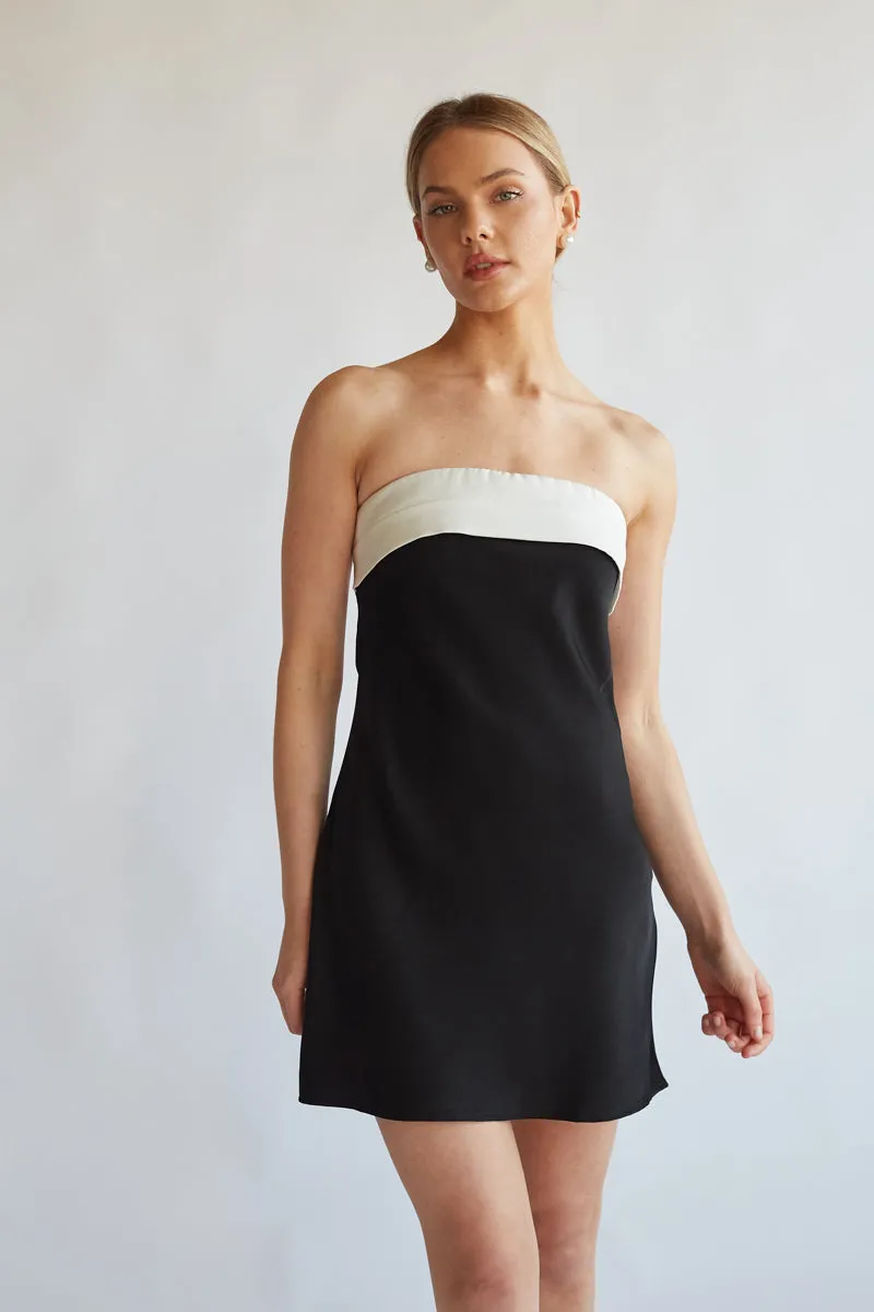 Josie Strapless Open Back Mini Dress pose queen