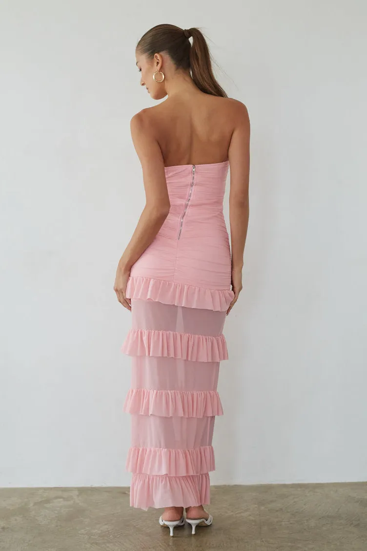 Joss Mesh Ruffle Maxi Dress grab go