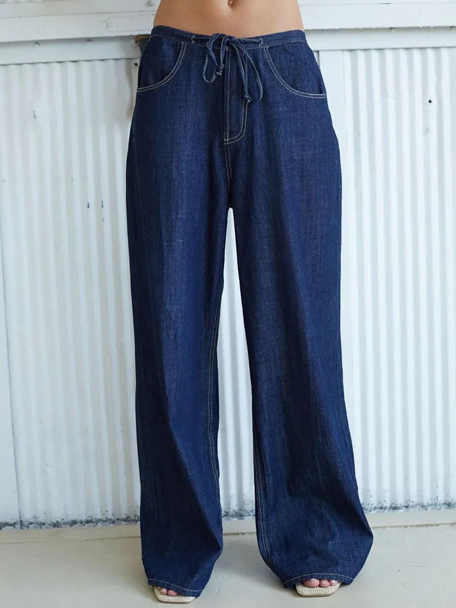 June Baggy Tie Pants high rise