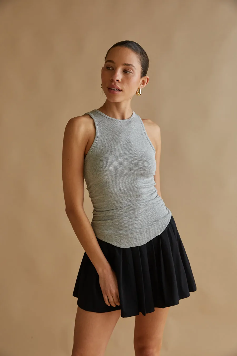 Juno Ruched Ribbed Tank Top nude shade