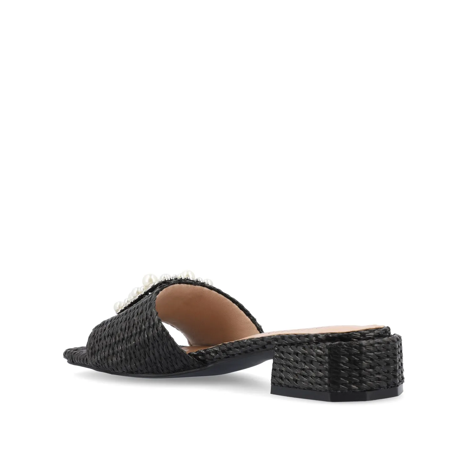 JUSTINA HEELED SANDALS IN FAUX RAFFLA wide foot