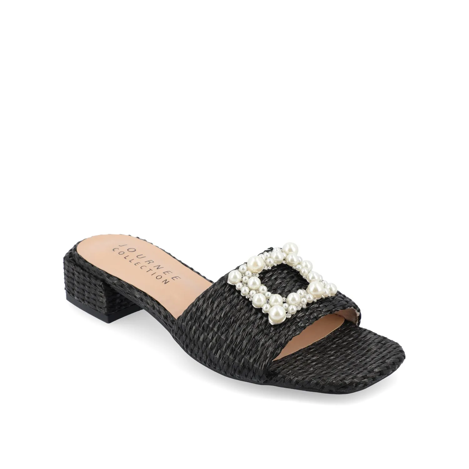 JUSTINA HEELED SANDALS IN FAUX RAFFLA wide foot