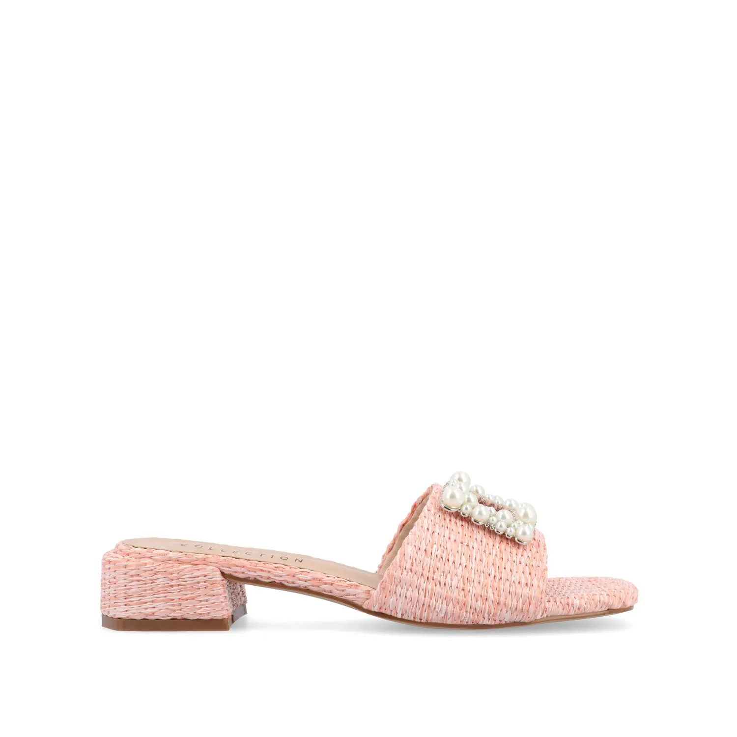JUSTINA HEELED SANDALS IN FAUX RAFFLA wide foot