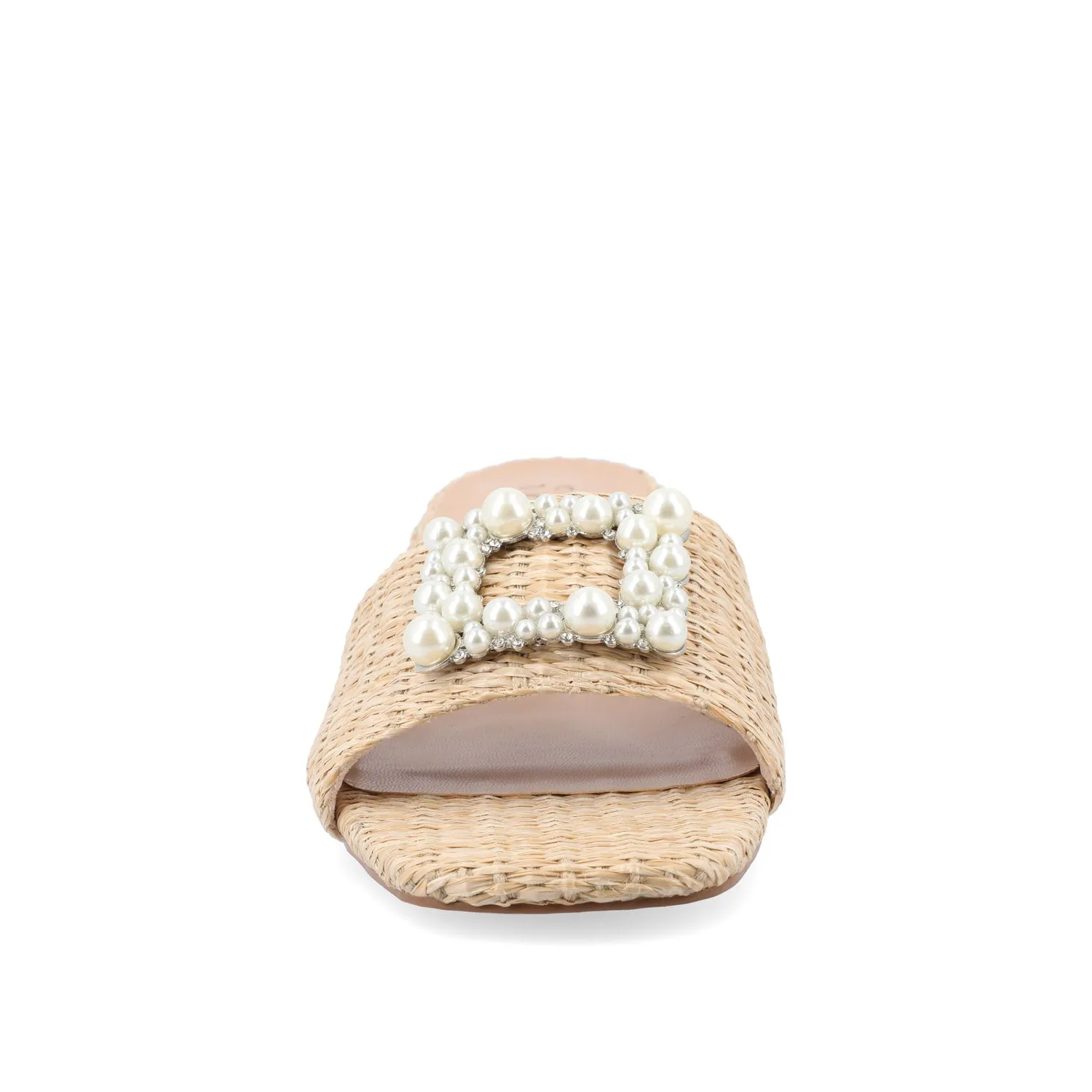 JUSTINA HEELED SANDALS IN FAUX RAFFLA wide foot