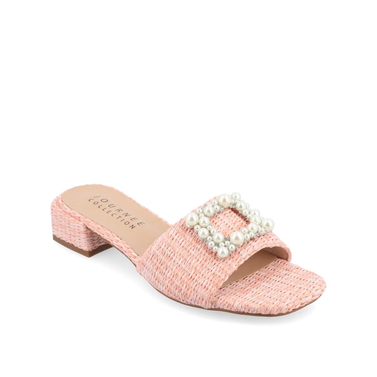 JUSTINA HEELED SANDALS IN FAUX RAFFLA wide foot