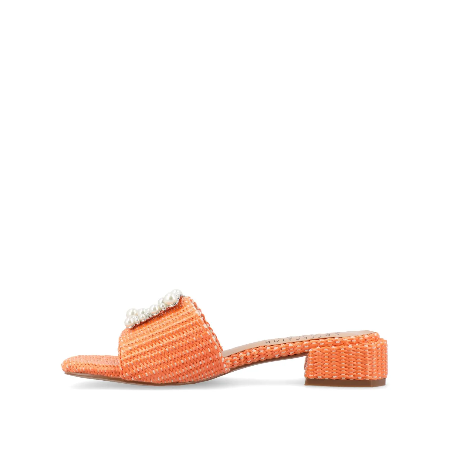 JUSTINA HEELED SANDALS IN FAUX RAFFLA wide foot