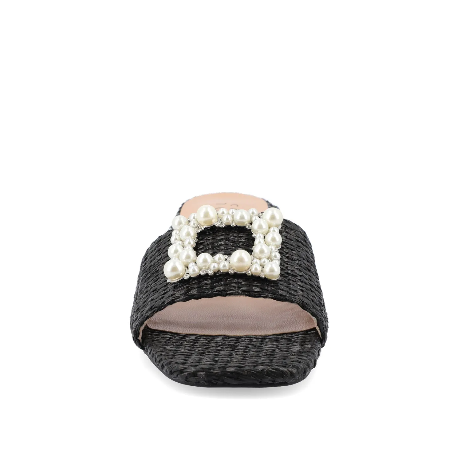 JUSTINA HEELED SANDALS IN FAUX RAFFLA wide foot
