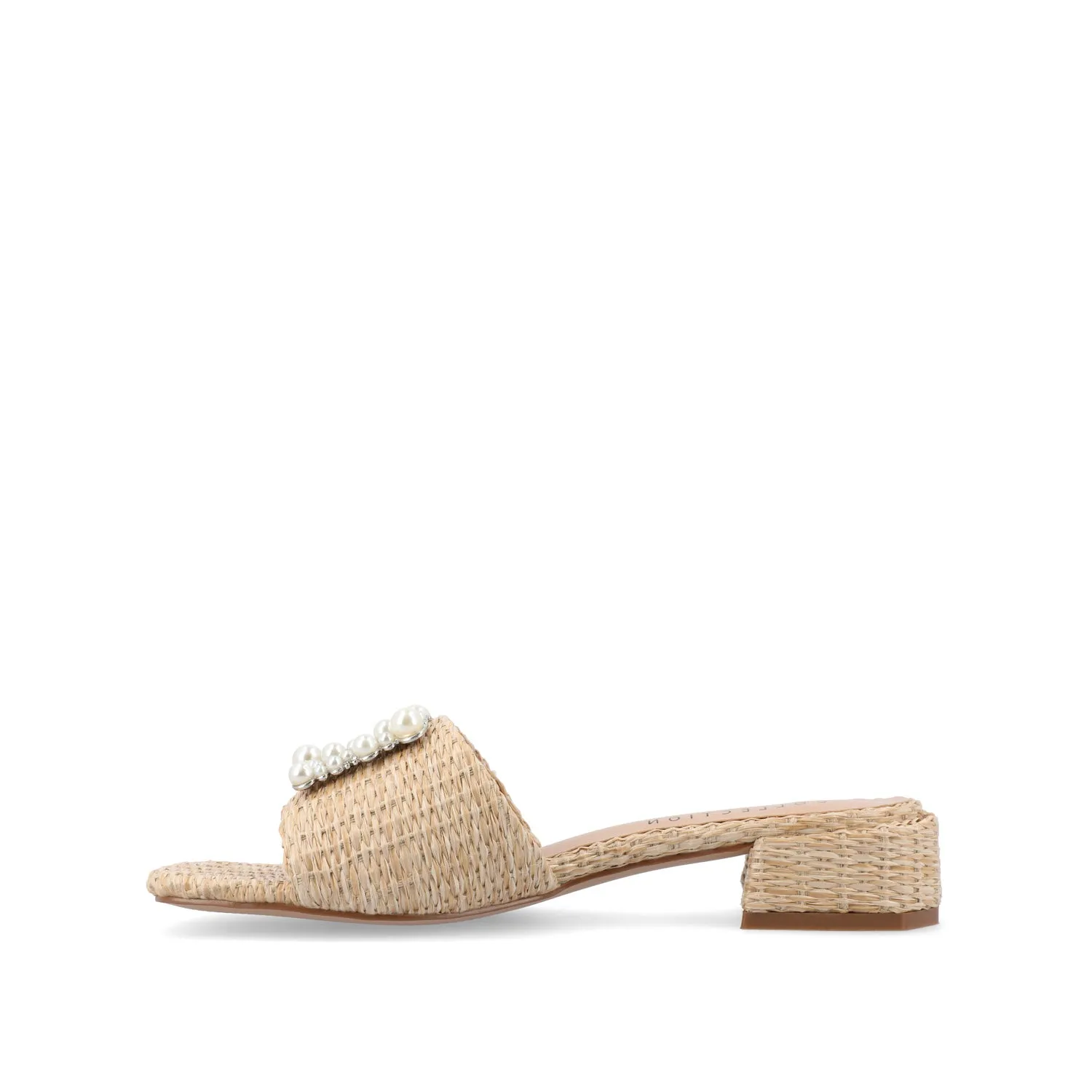 JUSTINA HEELED SANDALS IN FAUX RAFFLA wide foot
