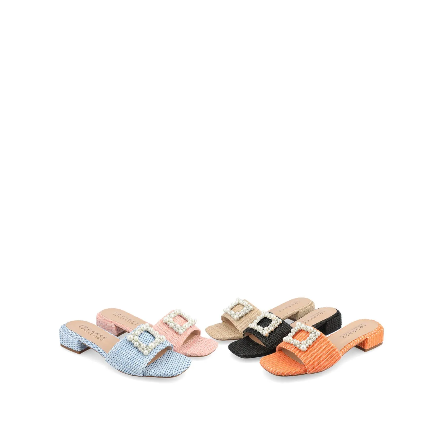 JUSTINA HEELED SANDALS IN FAUX RAFFLA wide foot