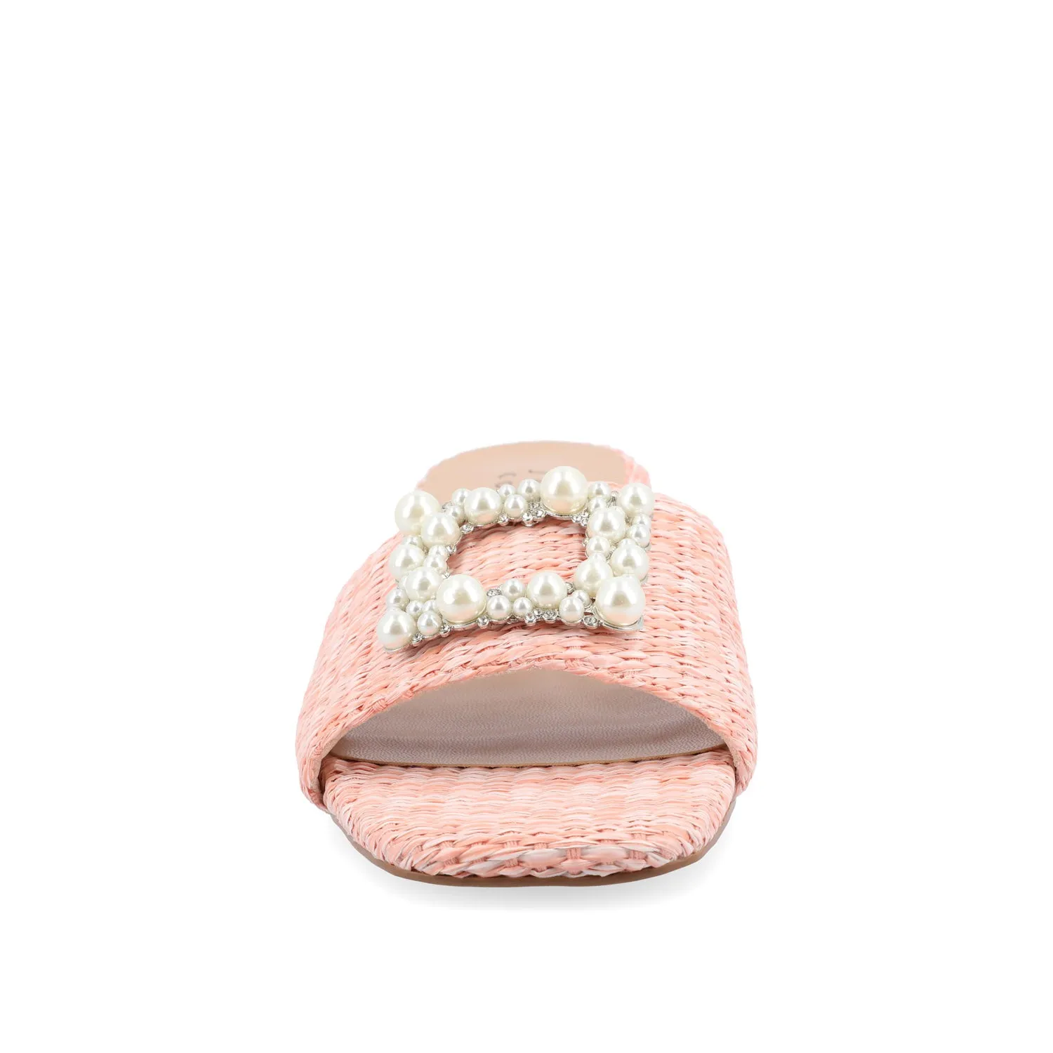 JUSTINA HEELED SANDALS IN FAUX RAFFLA wide foot
