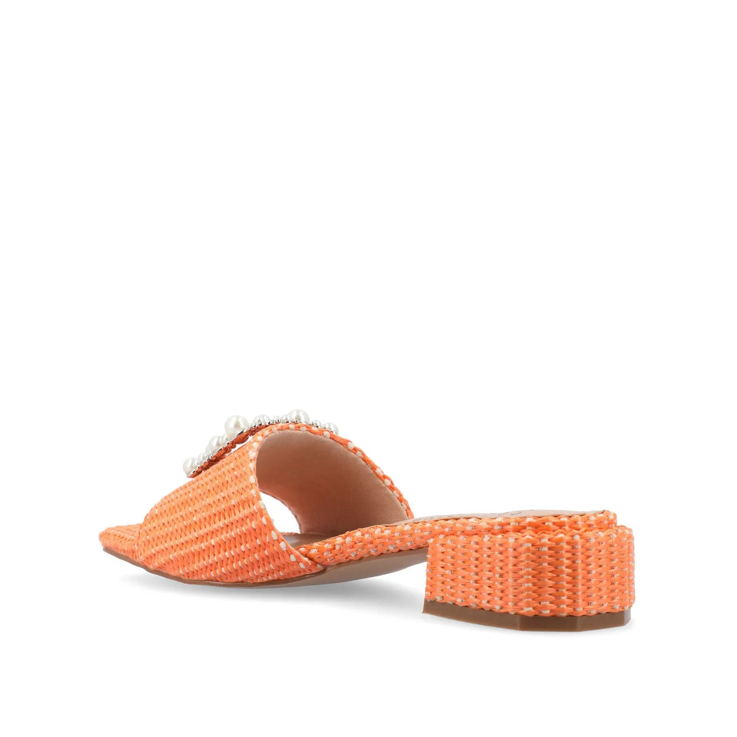 JUSTINA HEELED SANDALS IN FAUX RAFFLA wide foot