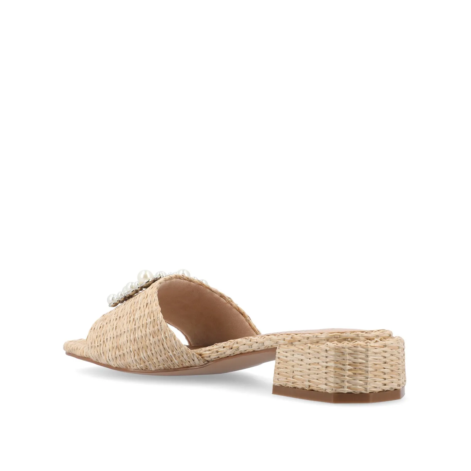 JUSTINA HEELED SANDALS IN FAUX RAFFLA wide foot