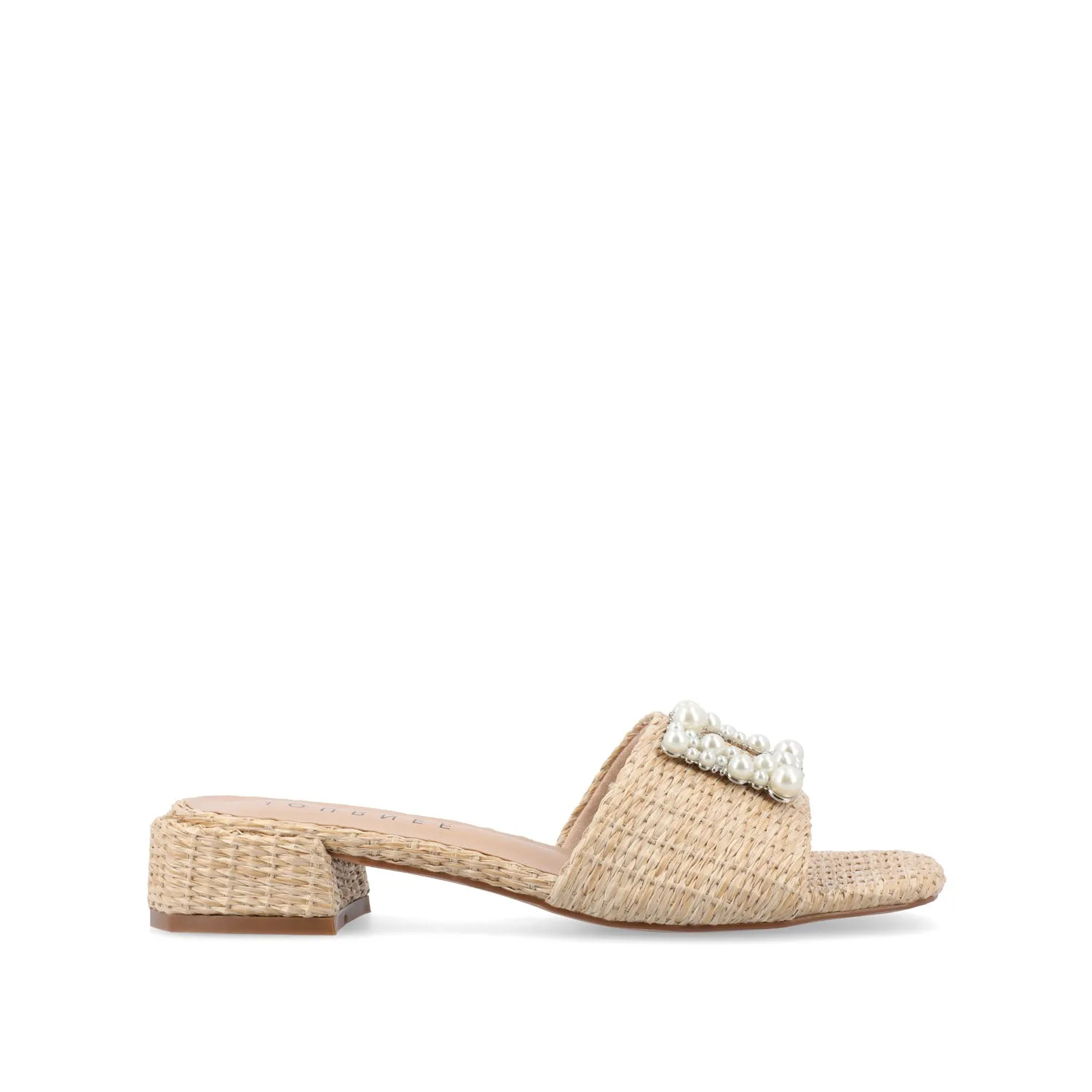 JUSTINA HEELED SANDALS IN FAUX RAFFLA wide foot