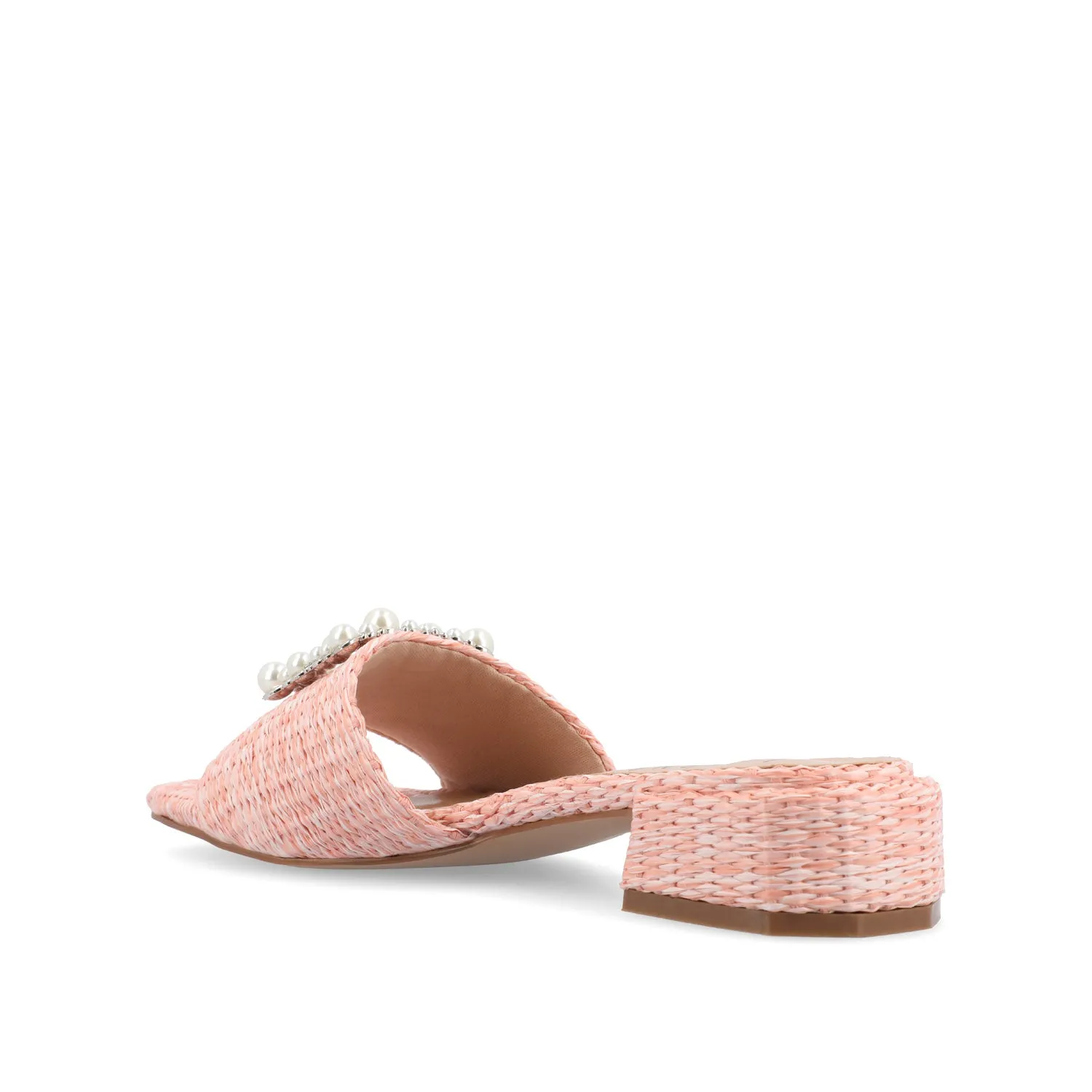 JUSTINA HEELED SANDALS IN FAUX RAFFLA wide foot