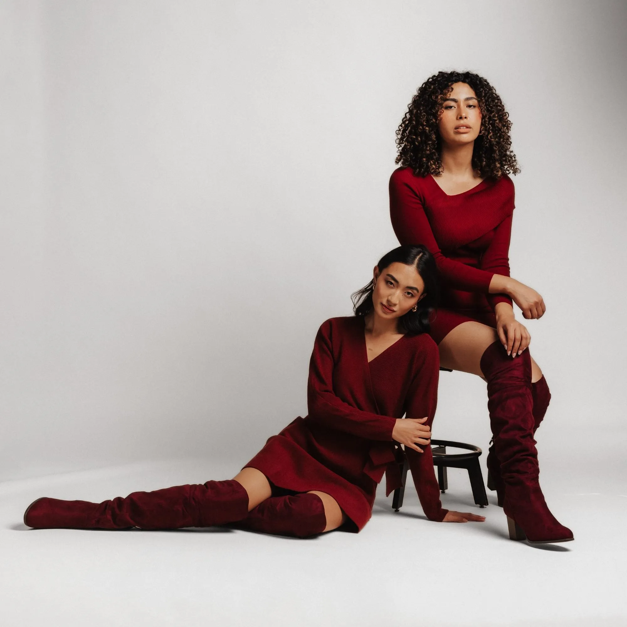 KAISON THIGH HIGH BOOTS IN FAUX SUEDE lake side