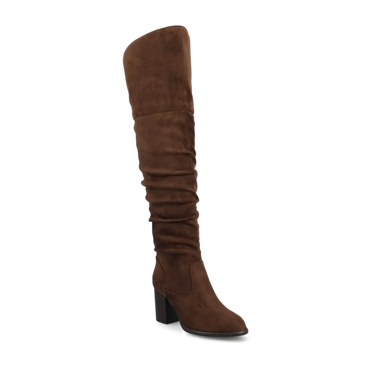 KAISON THIGH HIGH BOOTS IN FAUX SUEDE lake side