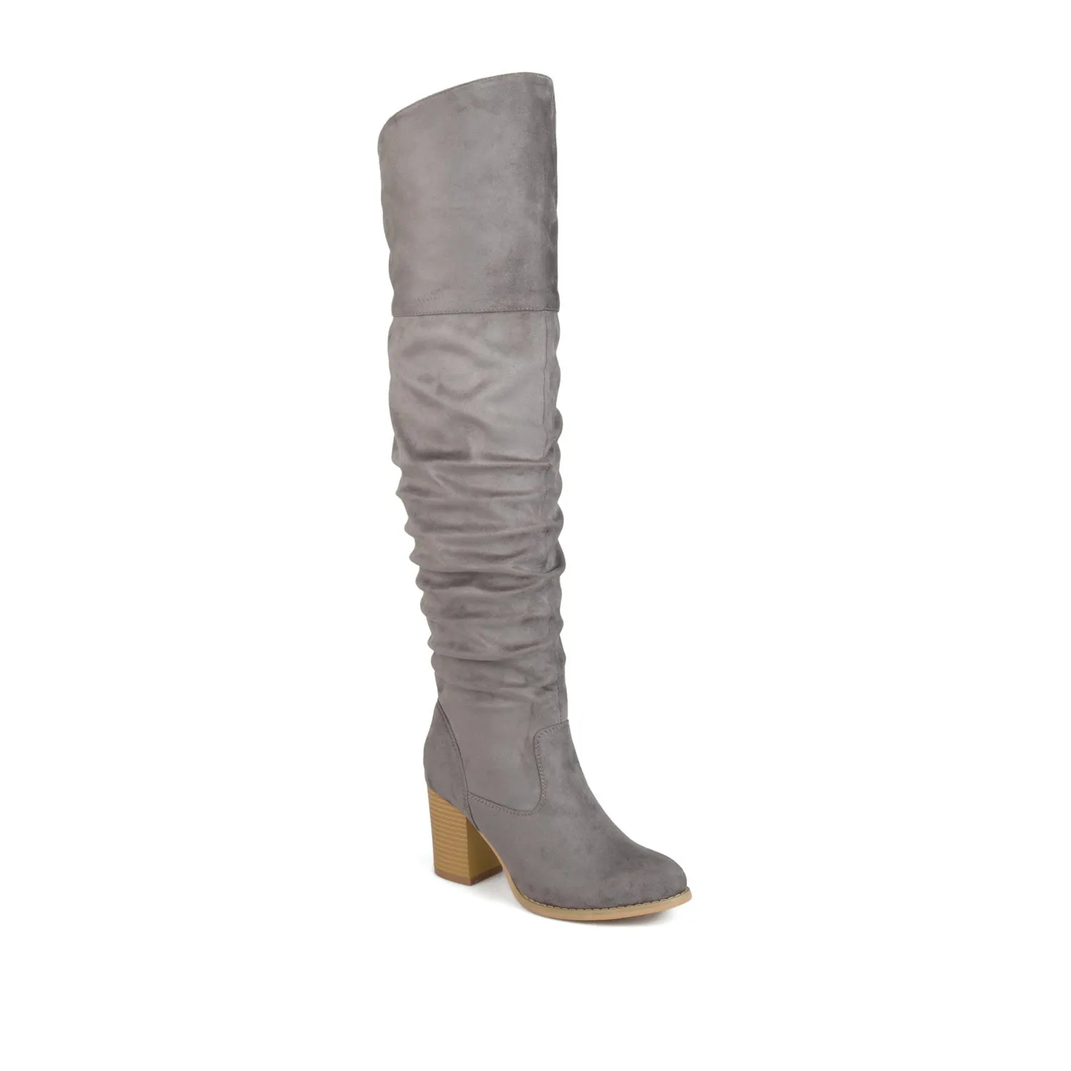 KAISON THIGH HIGH BOOTS IN FAUX SUEDE lake side