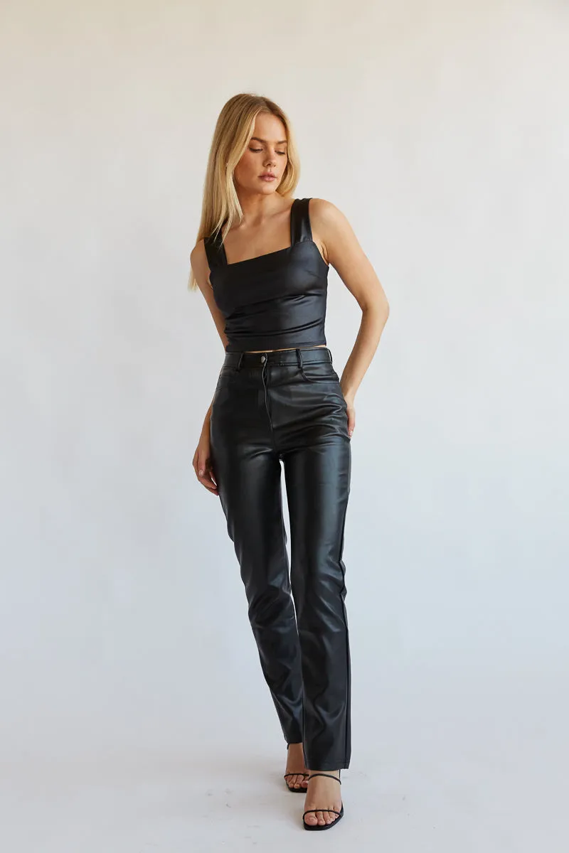 Katella Vegan Leather Straight Leg Pants sleep flow