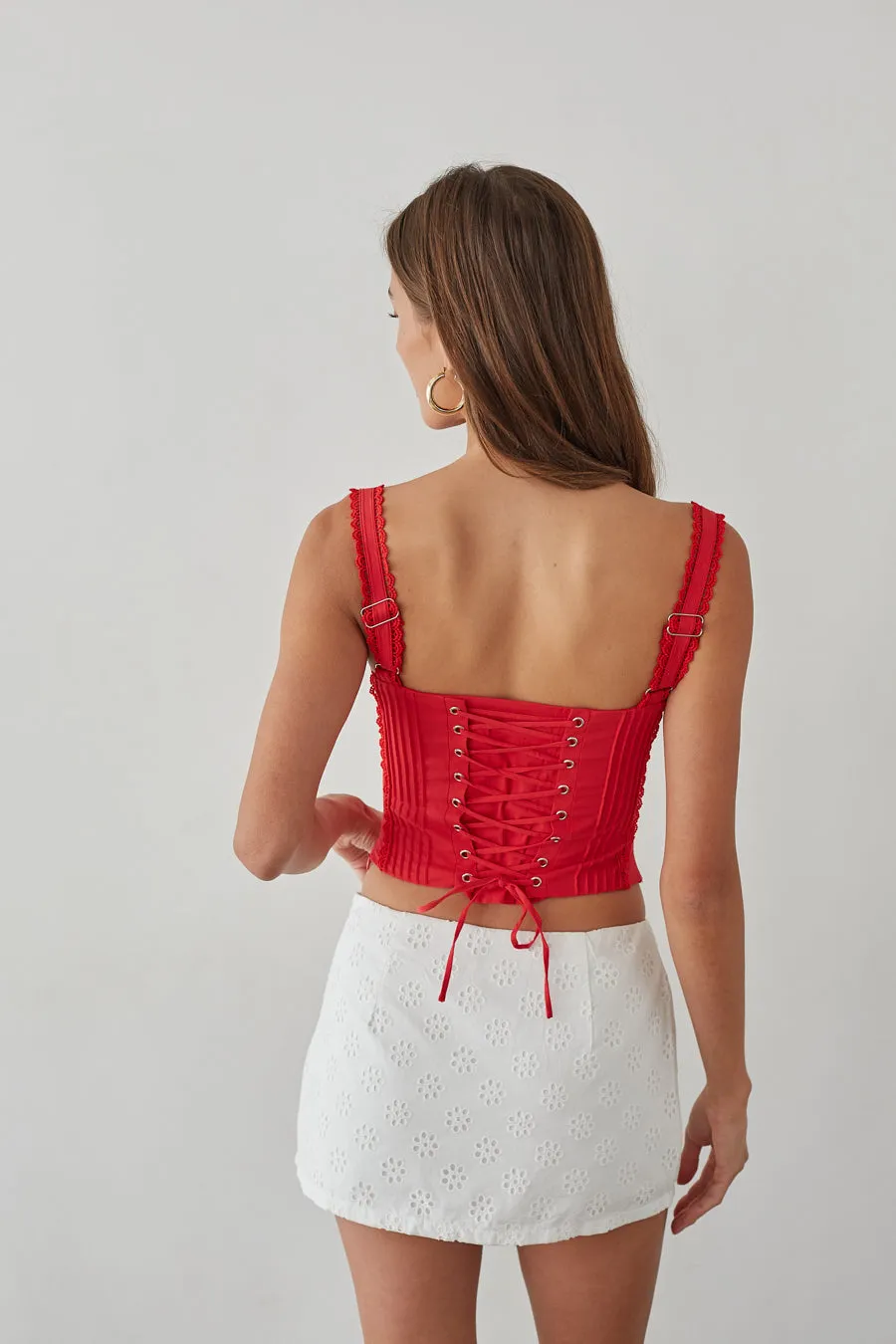 Kaylee Ditsy Eyelet Lace Mini Skort classic pair