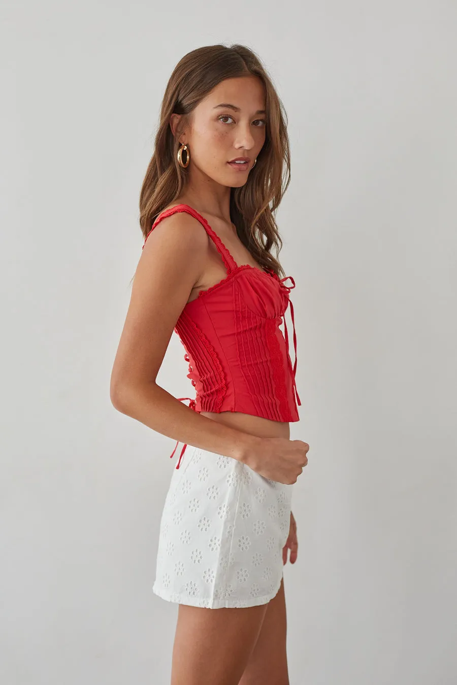 Kaylee Ditsy Eyelet Lace Mini Skort classic pair