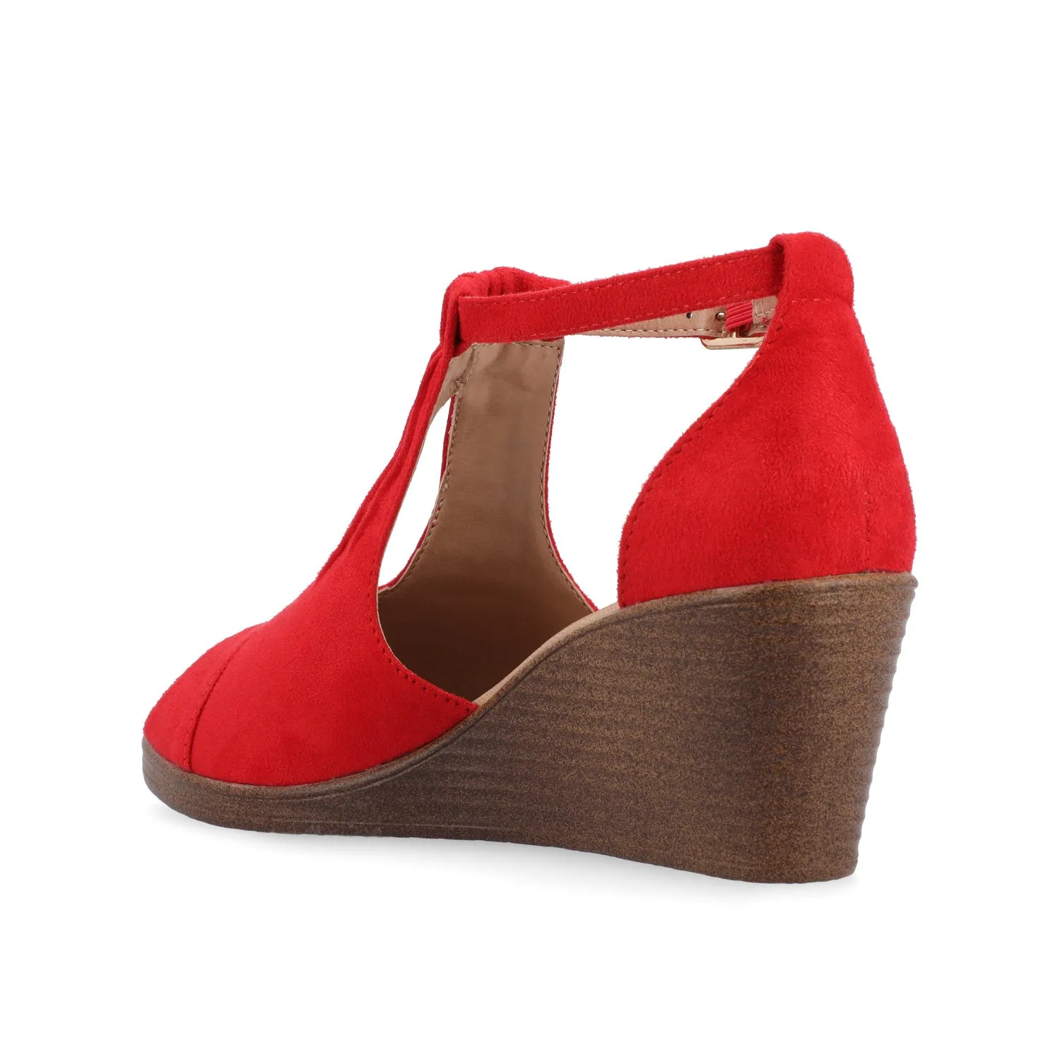 KEDZIE WEDGE HEELED SANDALS IN FAUX SUEDE elastic hug