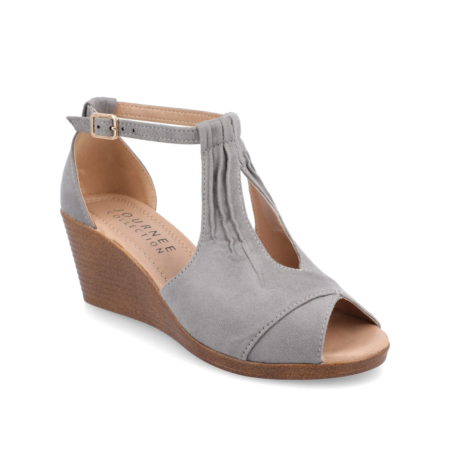 KEDZIE WEDGE HEELED SANDALS IN FAUX SUEDE elastic hug