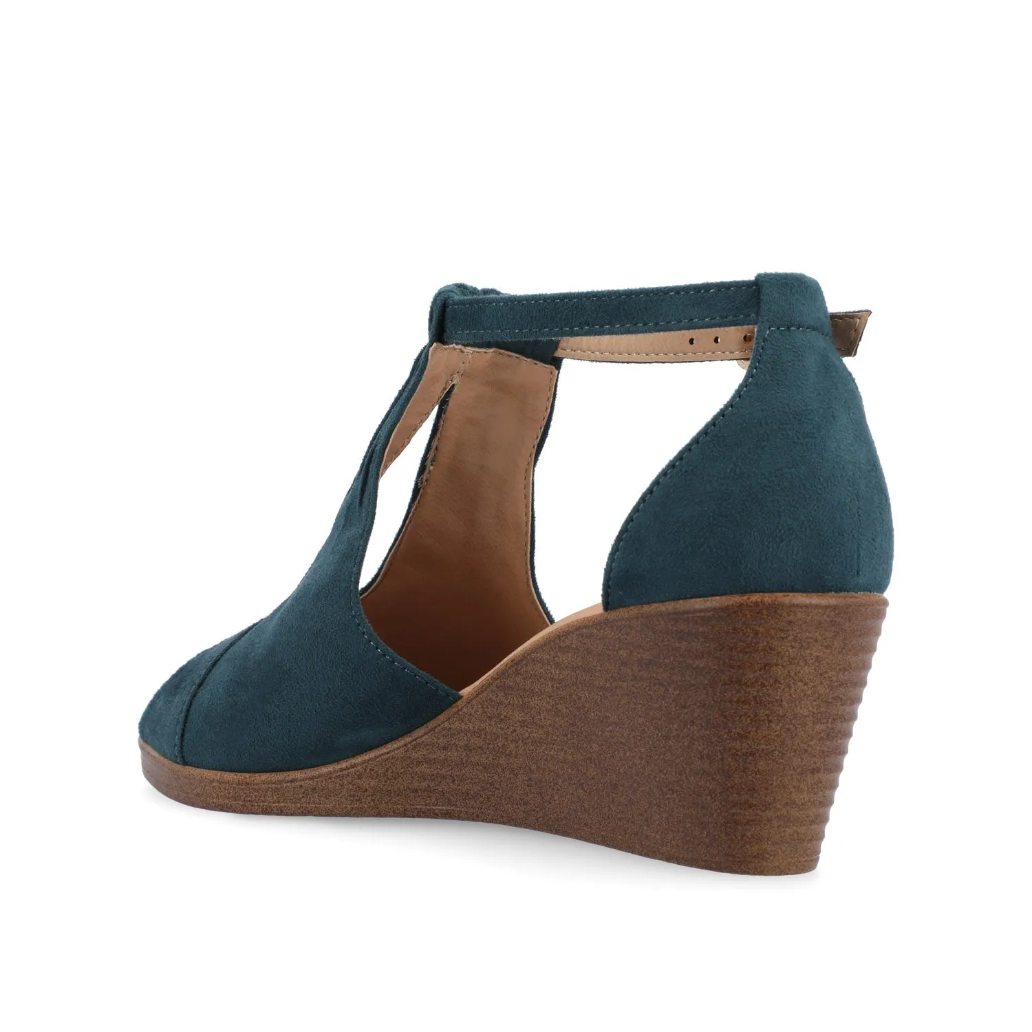 KEDZIE WEDGE HEELED SANDALS IN FAUX SUEDE elastic hug