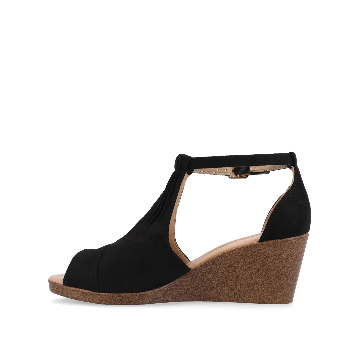 KEDZIE WEDGE HEELED SANDALS IN FAUX SUEDE elastic hug