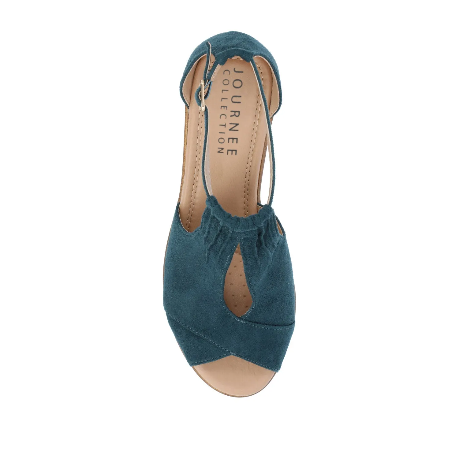 KEDZIE WEDGE HEELED SANDALS IN FAUX SUEDE elastic hug