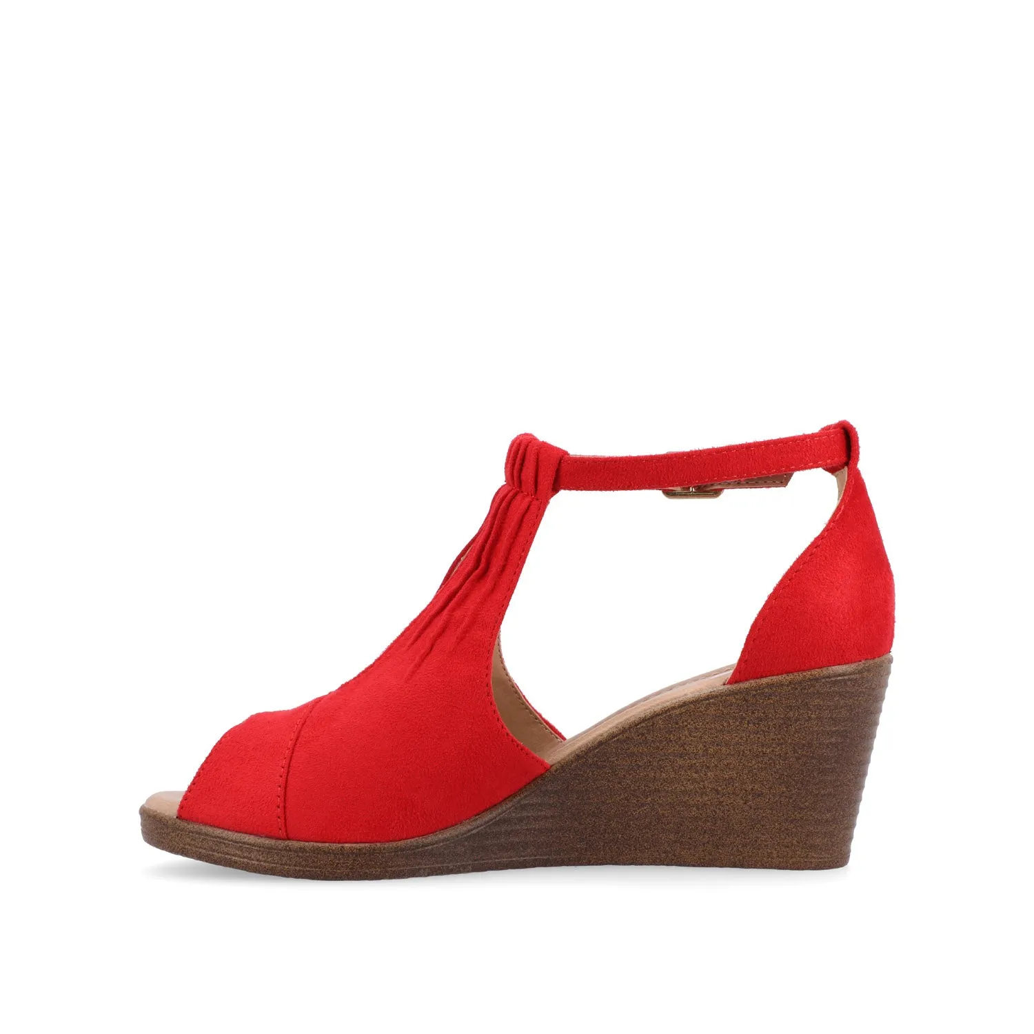 KEDZIE WEDGE HEELED SANDALS IN FAUX SUEDE elastic hug
