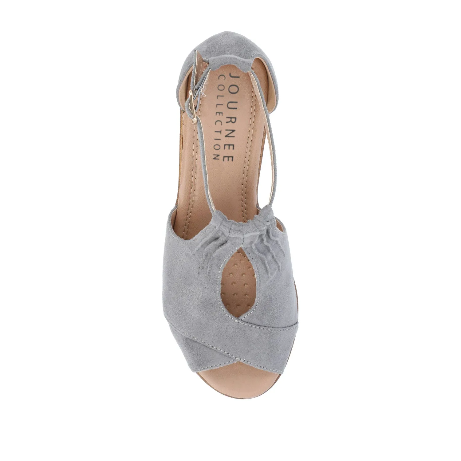 KEDZIE WEDGE HEELED SANDALS IN FAUX SUEDE elastic hug