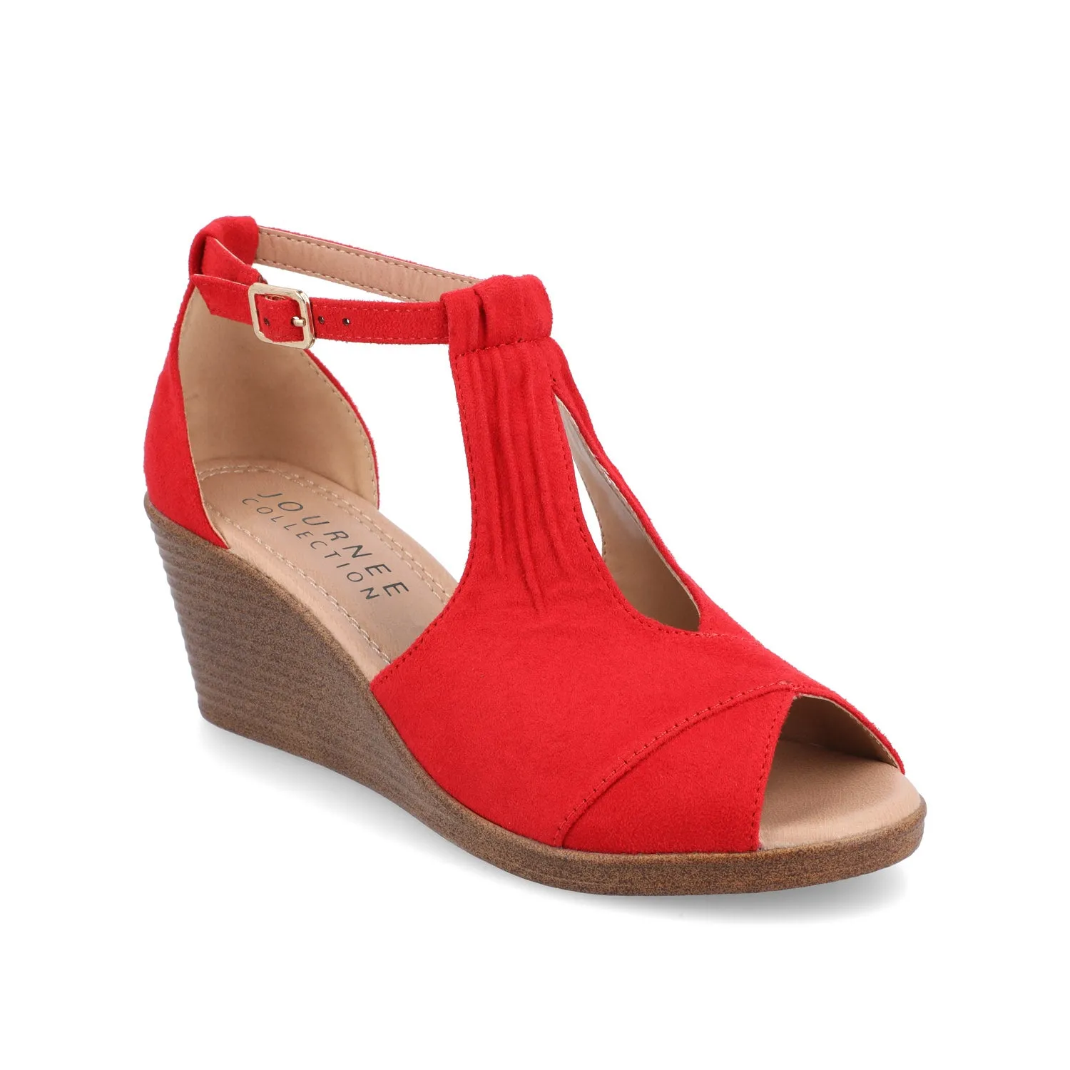 KEDZIE WEDGE HEELED SANDALS IN FAUX SUEDE elastic hug