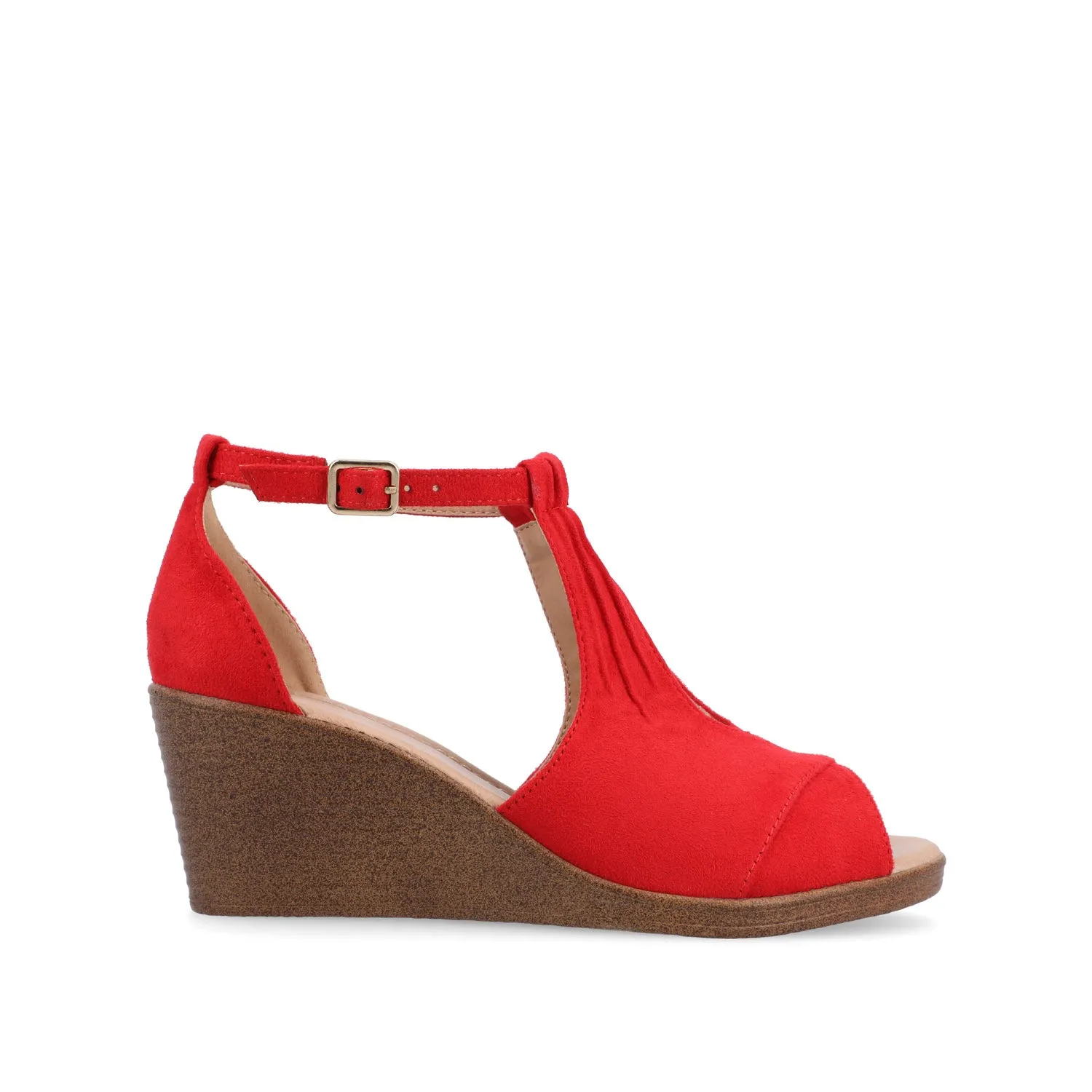 KEDZIE WEDGE HEELED SANDALS IN FAUX SUEDE elastic hug