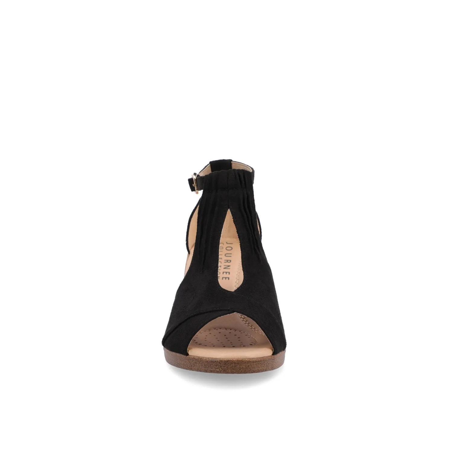 KEDZIE WEDGE HEELED SANDALS IN FAUX SUEDE elastic hug