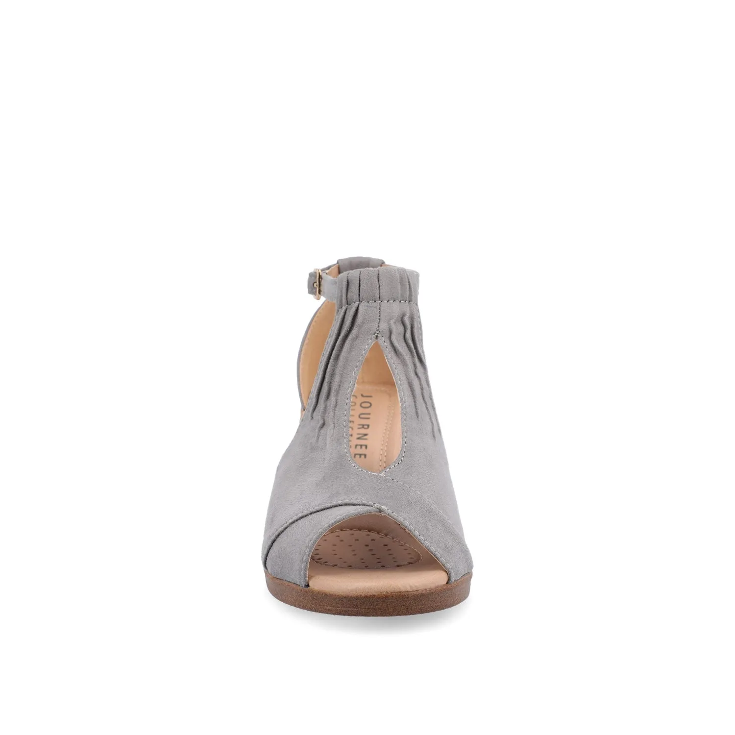 KEDZIE WEDGE HEELED SANDALS IN FAUX SUEDE elastic hug