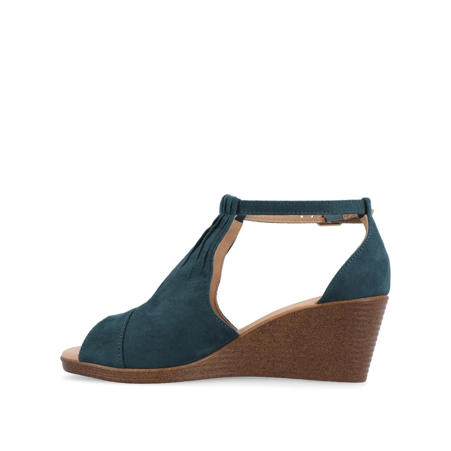 KEDZIE WEDGE HEELED SANDALS IN FAUX SUEDE elastic hug