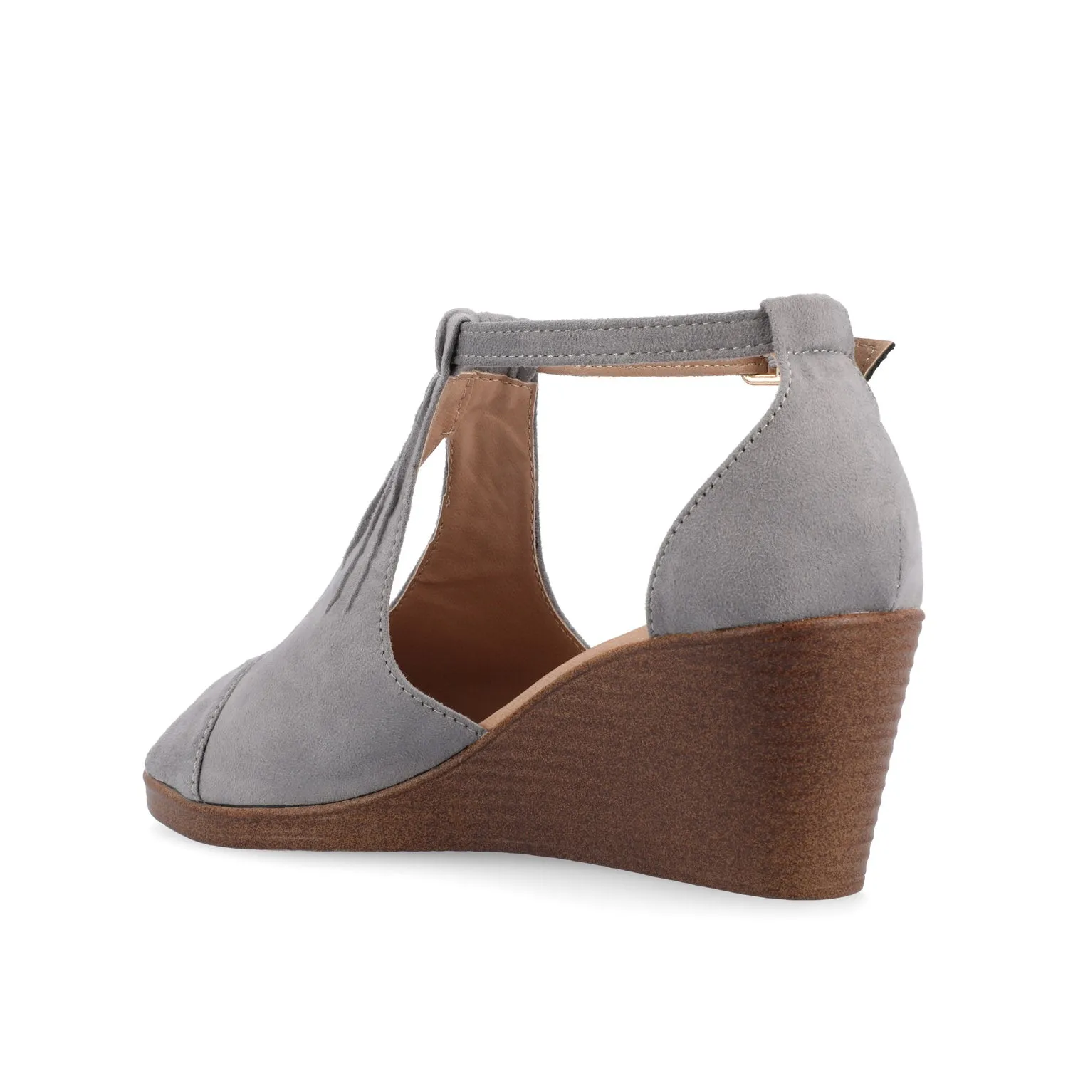 KEDZIE WEDGE HEELED SANDALS IN FAUX SUEDE elastic hug