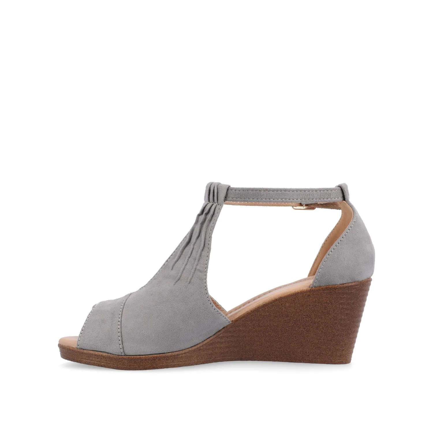 KEDZIE WEDGE HEELED SANDALS IN FAUX SUEDE elastic hug