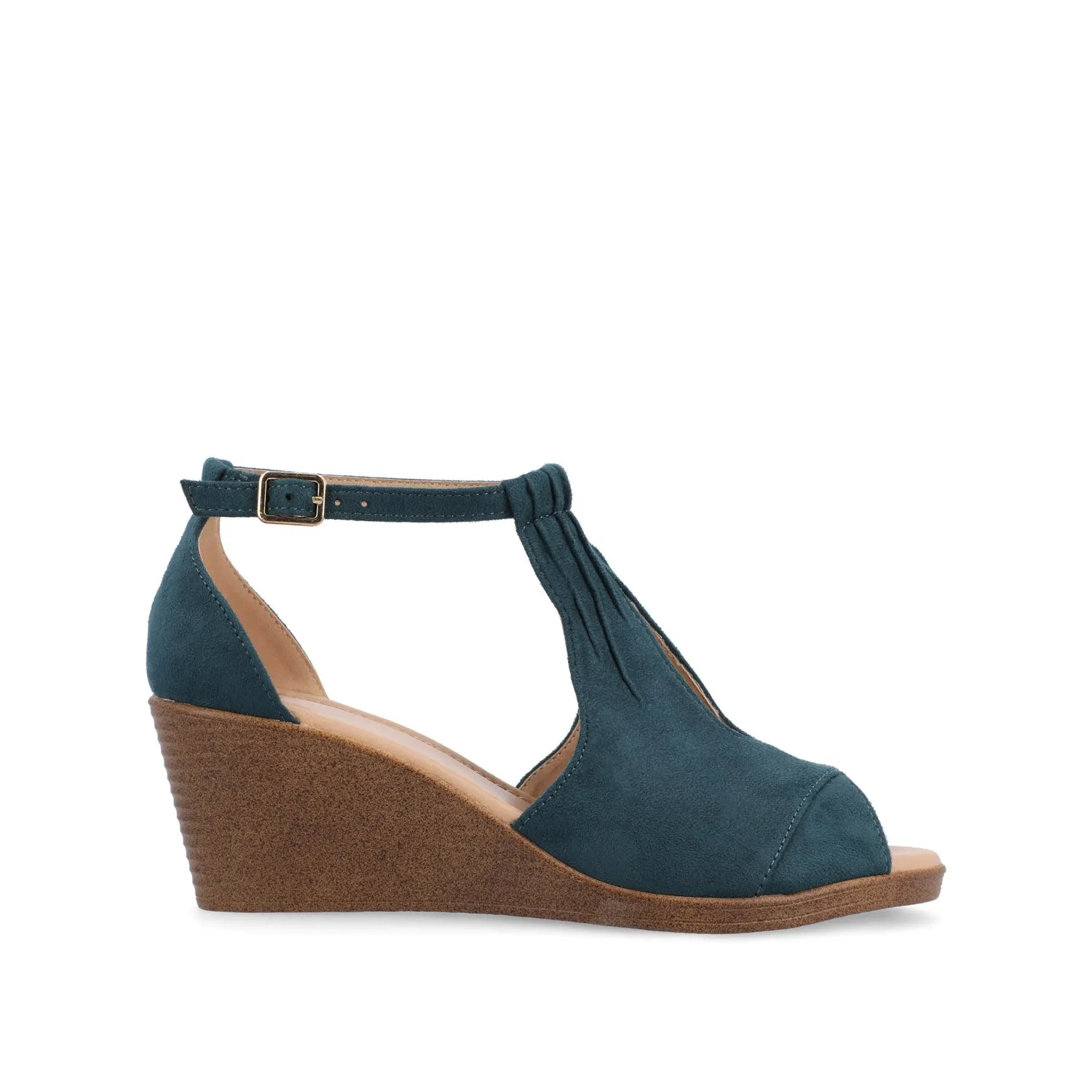 KEDZIE WEDGE HEELED SANDALS IN FAUX SUEDE elastic hug