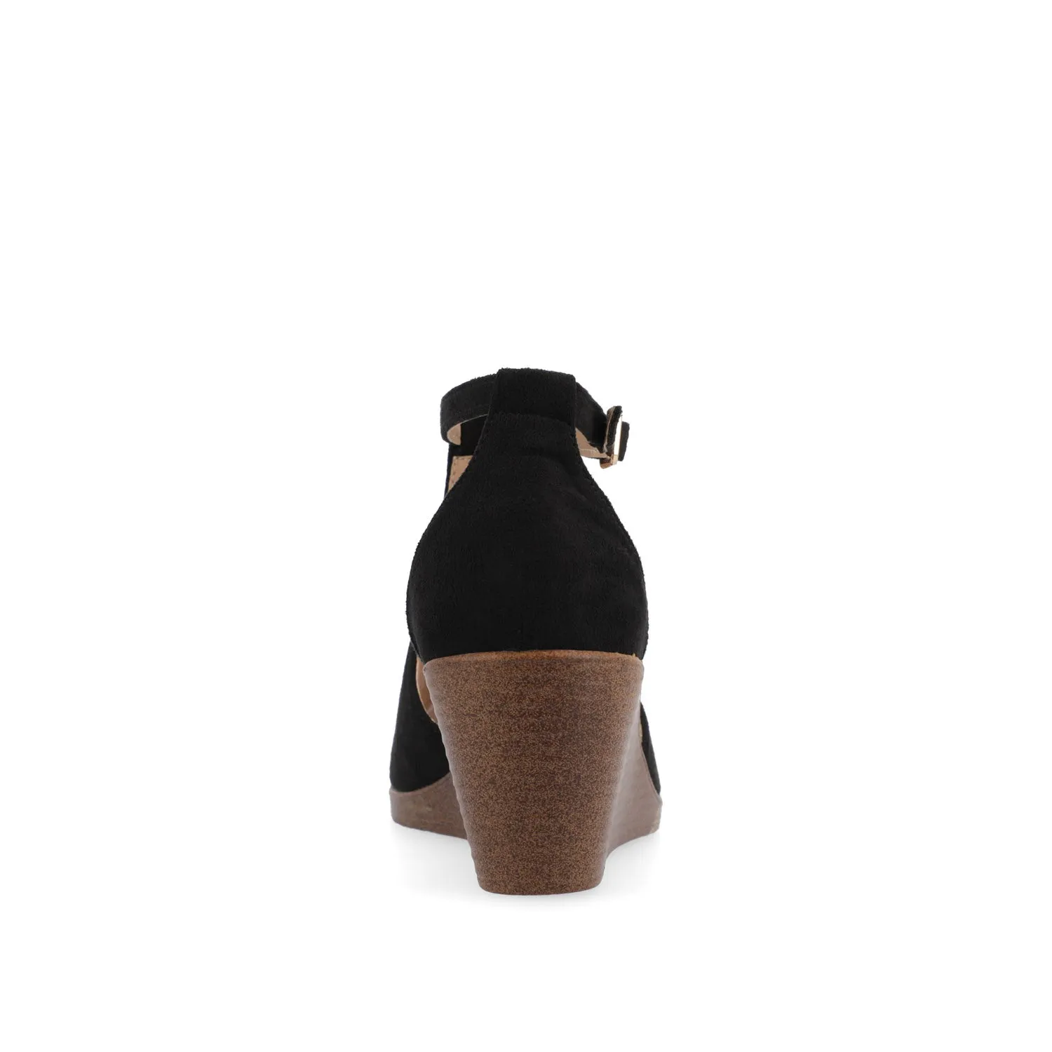 KEDZIE WEDGE HEELED SANDALS IN FAUX SUEDE elastic hug