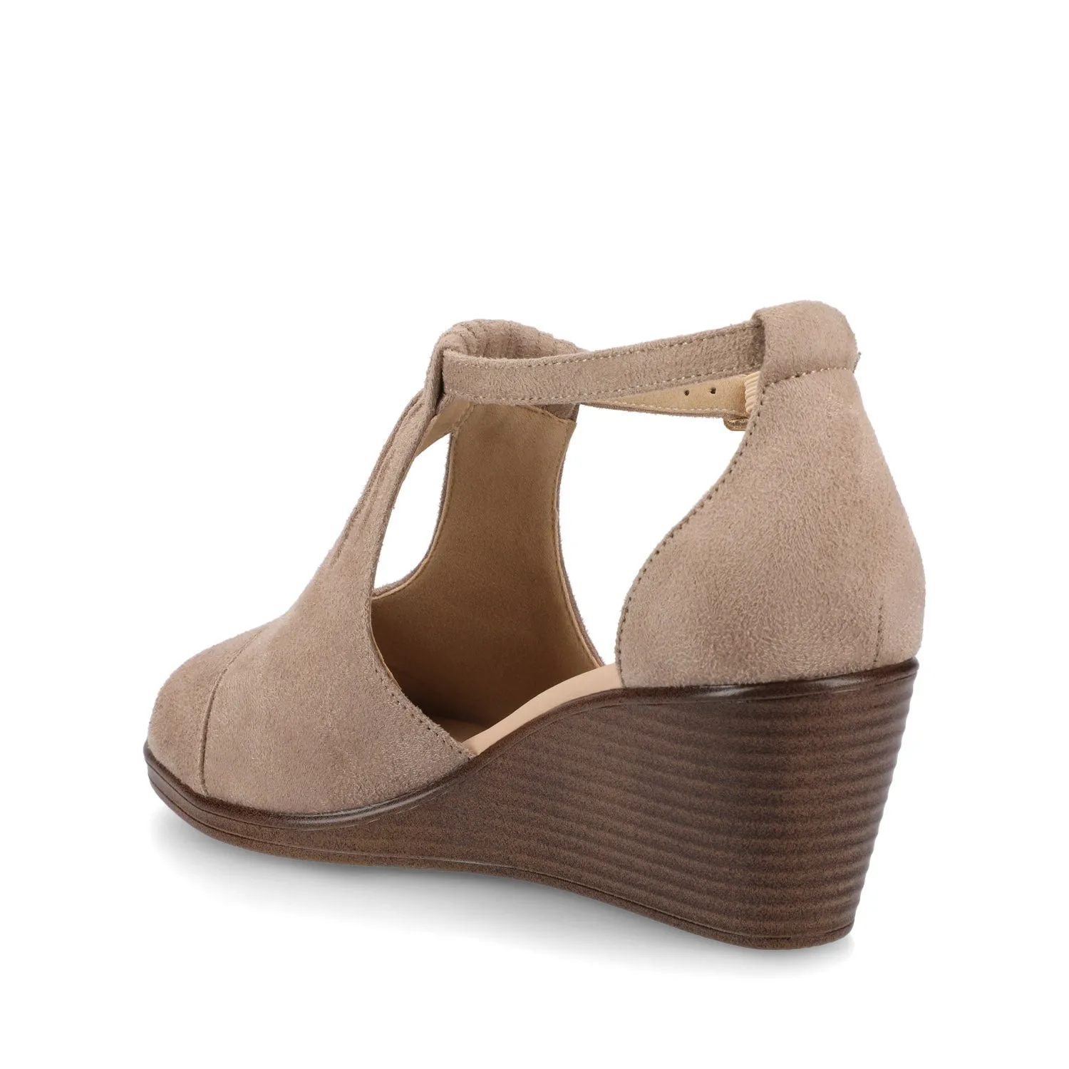 KEDZIE WEDGE HEELED SANDALS IN FAUX SUEDE elastic hug