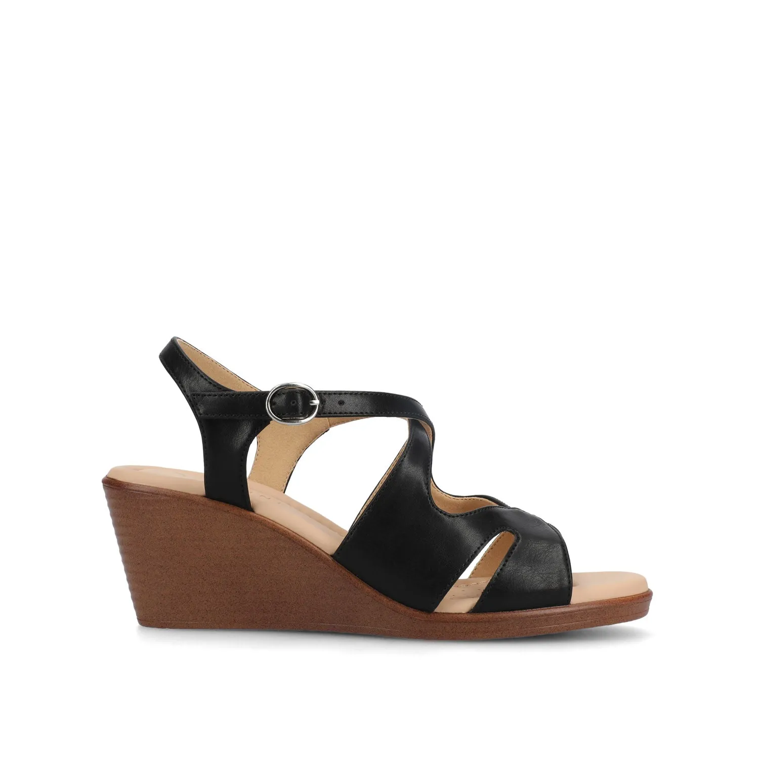 KEDZIEII ANKLE STRAP WEDGE SANDALS IN WIDE flat ease