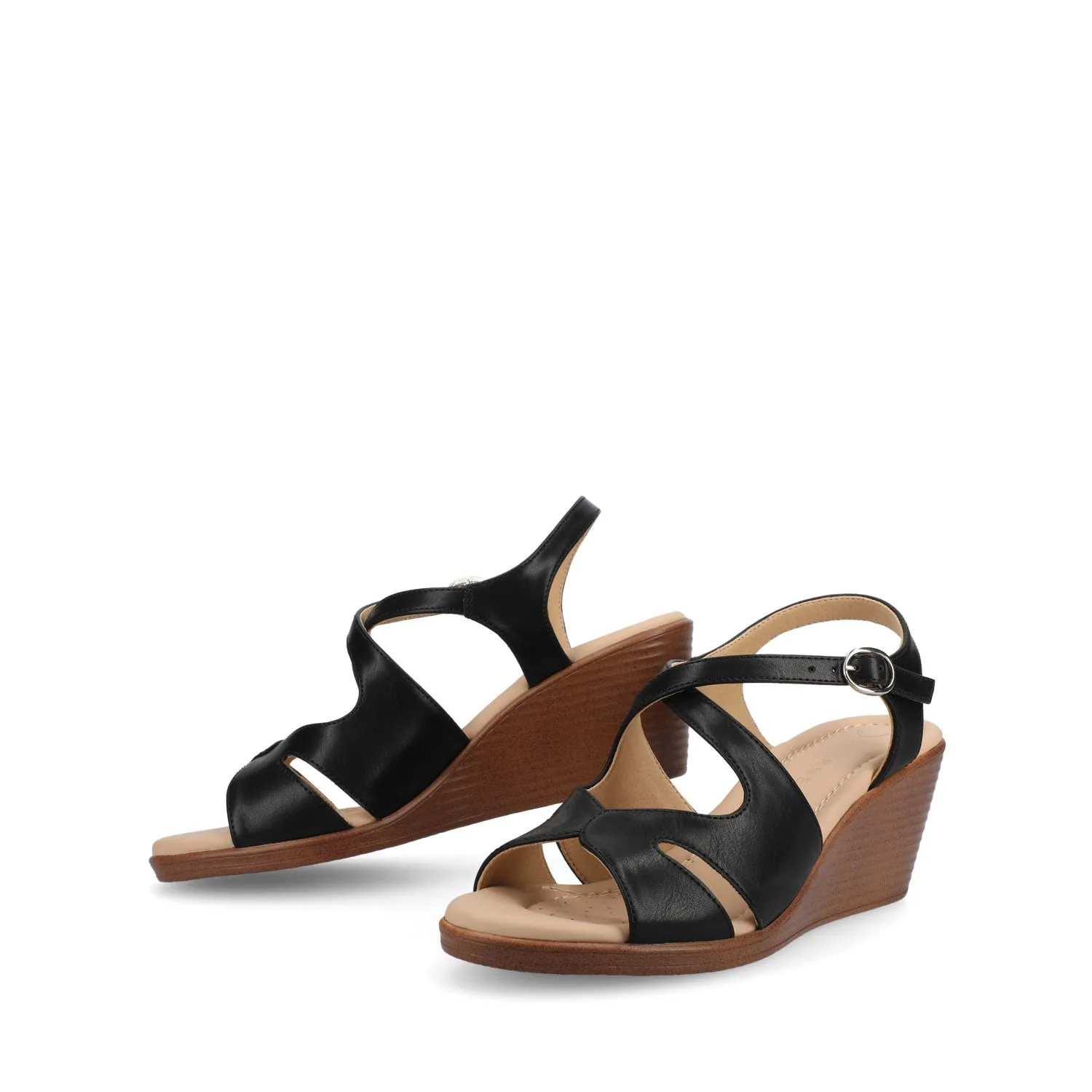 KEDZIEII ANKLE STRAP WEDGE SANDALS IN WIDE flat ease