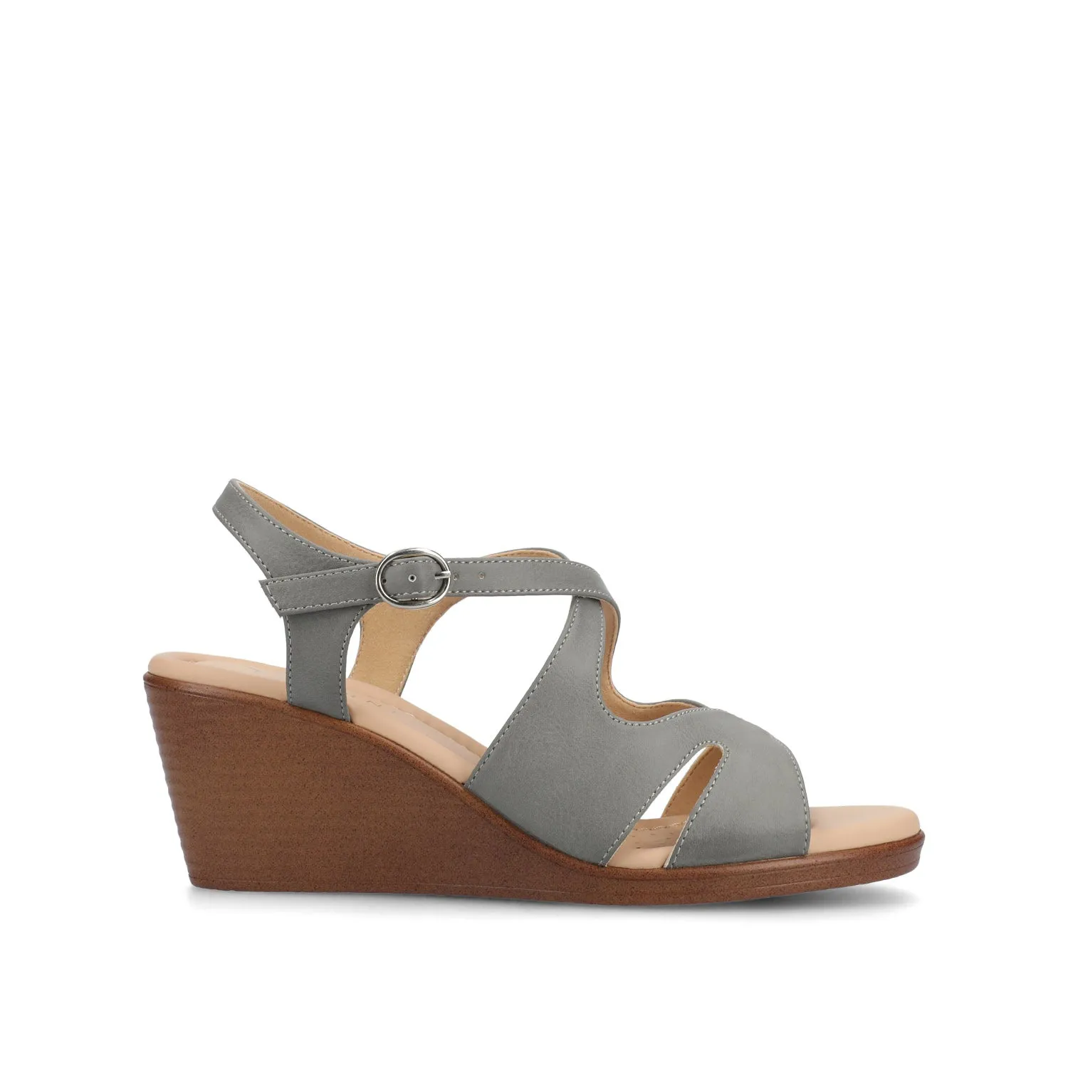KEDZIEII ANKLE STRAP WEDGE SANDALS IN WIDE flat ease