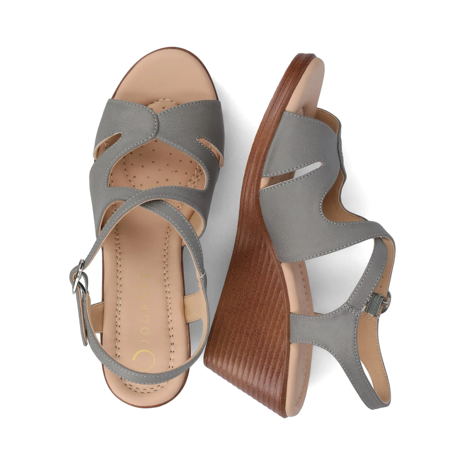 KEDZIEII ANKLE STRAP WEDGE SANDALS IN WIDE flat ease