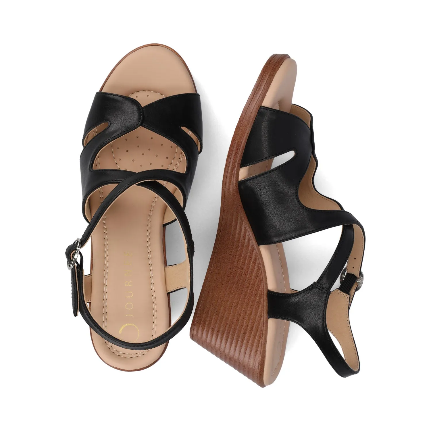 KEDZIEII ANKLE STRAP WEDGE SANDALS IN WIDE flat ease
